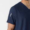 W123 Men's V-Neck Scrub Top Navy hemline detail