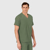 W123 Men's V-Neck Scrub Top Olive side view