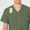 W123 Men's V-Neck Scrub Top Olive side detail 1