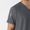W123 Men's V-Neck Scrub Top Pewter hemline detail