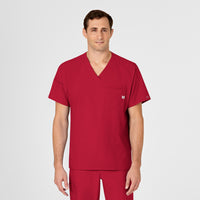 Wink W123 Men's V-Neck Scrub Top Red