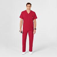 W123 Men's V-Neck Scrub Top Red scrub set