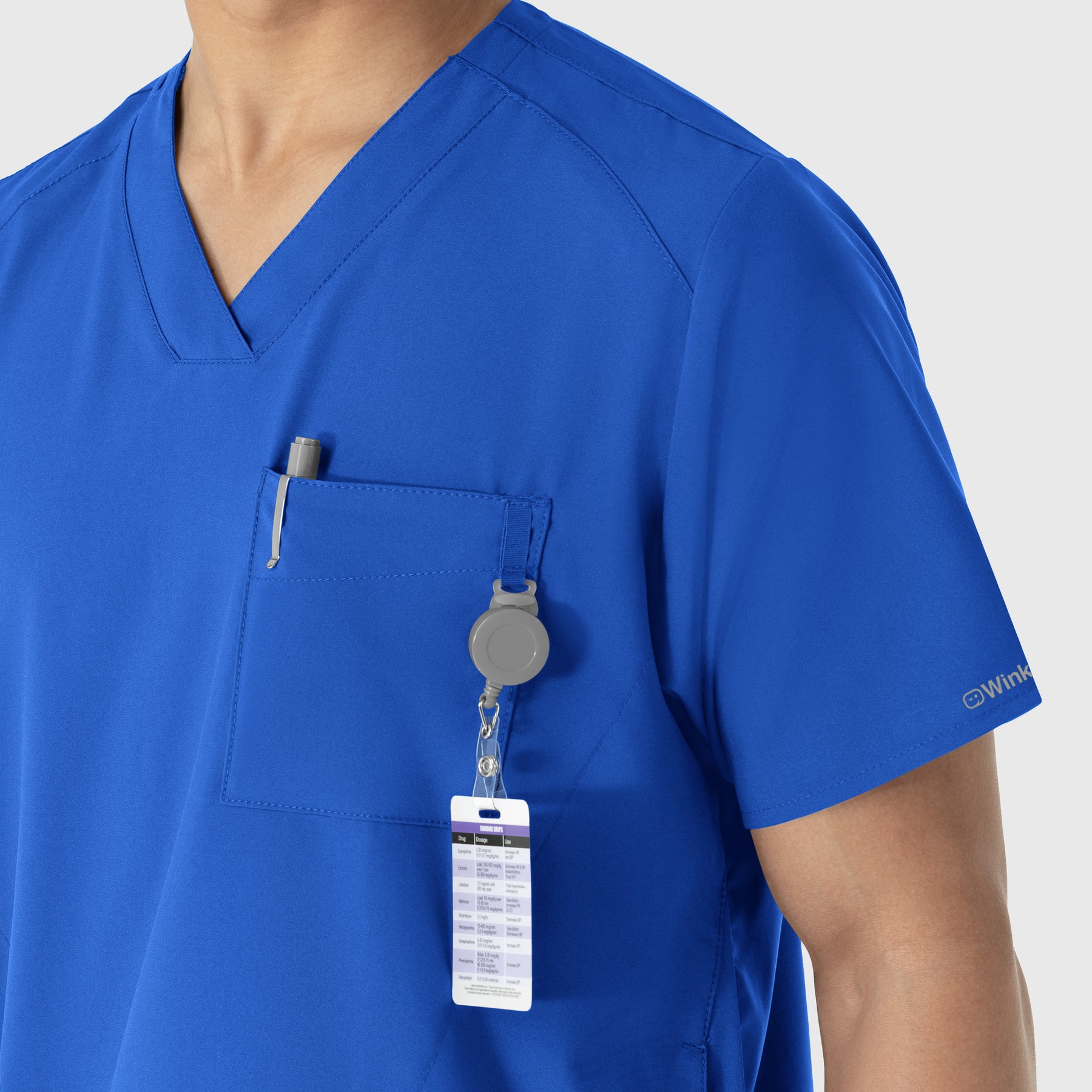 W123 Men's V-Neck Scrub Top Royal side detail 2