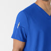 W123 Men's V-Neck Scrub Top Royal hemline detail