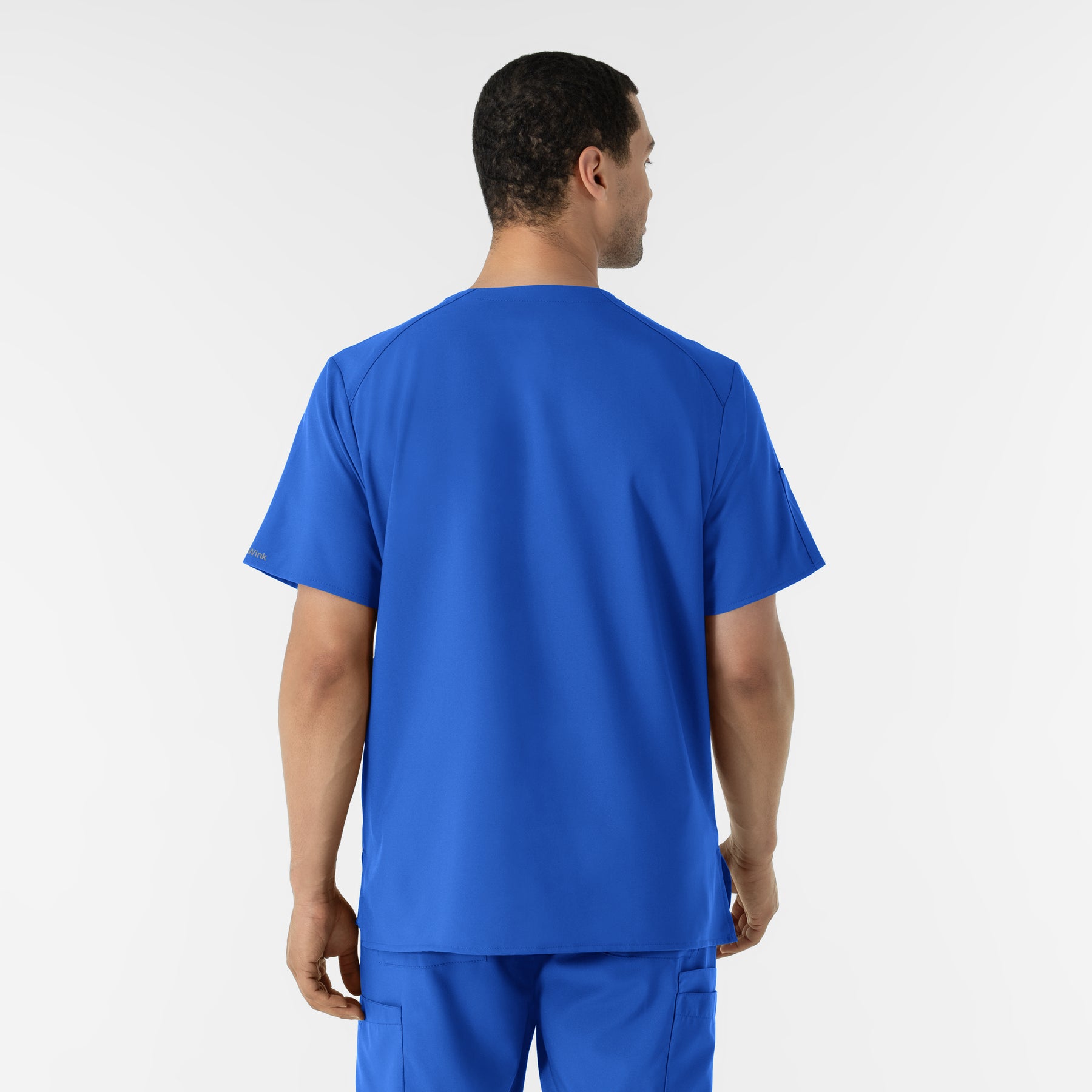 W123 Men's V-Neck Scrub Top Royal back view