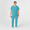 W123 Men's V-Neck Scrub Top Teal Blue scrub set