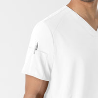 W123 Men's V-Neck Scrub Top White hemline detail