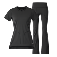 Renew Knit Crew Neck Top Flare Leg Scrub Set