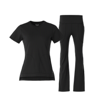 Renew Knit Crew Neck Top Flare Leg Scrub Set