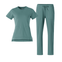 RENEW Knit Crew Neck and Wide Leg Scrub Set - Vintage Teal