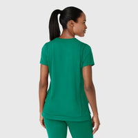 RENEW Knit Women's Flex-n-Reach Crew Neck Scrub Top Bahama Breeze back view