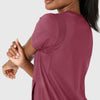 RENEW Knit Women's Flex-n-Reach Crew Neck Scrub Top Carnation side detail 2