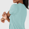 RENEW Knit Women's Flex-n-Reach Crew Neck Scrub Top Coastal Blue side detail 2