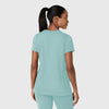 RENEW Knit Women's Flex-n-Reach Crew Neck Scrub Top Coastal Blue back view