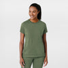 RENEW Knit Women's Flex-n-Reach Crew Neck Scrub Top Olive