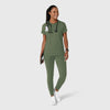 RENEW Knit Women's Flex-n-Reach Crew Neck Scrub Top Olive full scrub set