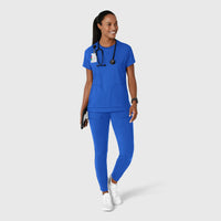 RENEW Knit Women's Flex-n-Reach Crew Neck Scrub Top Royal full scrub set