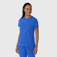 RENEW Knit Women's Flex-n-Reach Crew Neck Scrub Top Royal side view