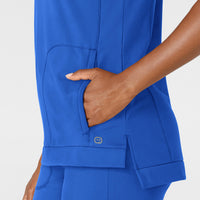 RENEW Knit Women's Flex-n-Reach Crew Neck Scrub Top Royal side detail 1