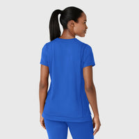 RENEW Knit Women's Flex-n-Reach Crew Neck Scrub Top Royal back view