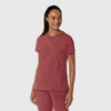 RENEW Knit Women's Flex-n-Reach Crew Neck Scrub Top Ruby side view