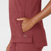 RENEW Knit Women's Flex-n-Reach Crew Neck Scrub Top Ruby side detail 1