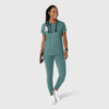 RENEW Knit Women's Flex-n-Reach Crew Neck Scrub Top Vintage Teal full scrub set
