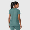 RENEW Knit Women's Flex-n-Reach Crew Neck Scrub Top Vintage Teal back view