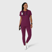 RENEW Knit Women's Flex-n-Reach Crew Neck Scrub Top Wine full scrub set