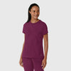 RENEW Knit Women's Flex-n-Reach Crew Neck Scrub Top Wine side view