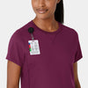 RENEW Knit Women's Flex-n-Reach Crew Neck Scrub Top Wine front detail