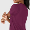 RENEW Knit Women's Flex-n-Reach Crew Neck Scrub Top Wine side detail 2