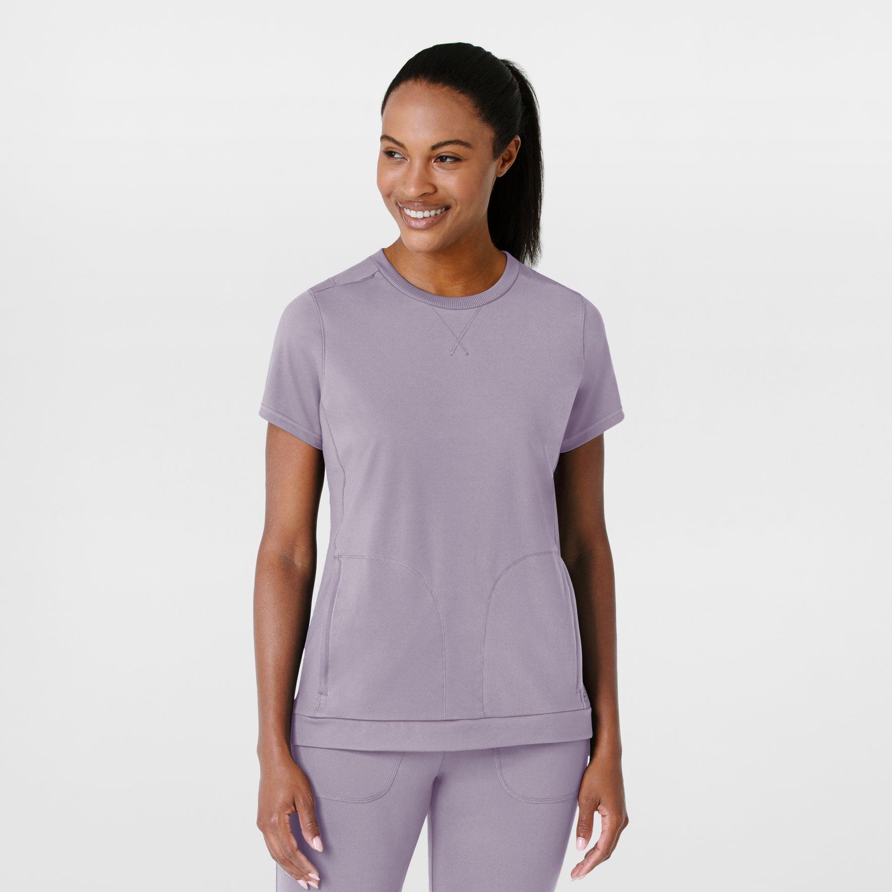 RENEW Knit Women's Flex-n-Reach Crew Neck Scrub Top Wisteria