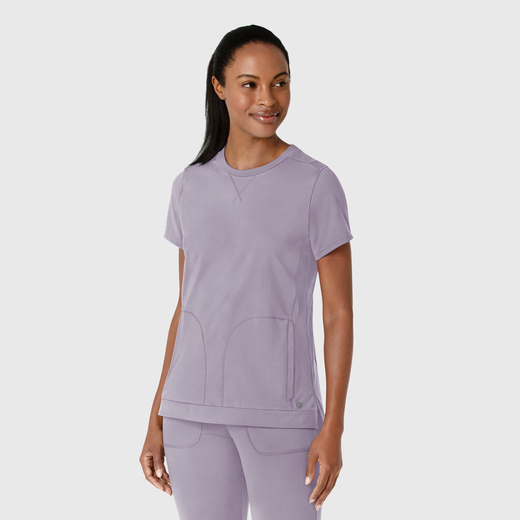 RENEW Knit Women's Flex-n-Reach Crew Neck Scrub Top Wisteria side view