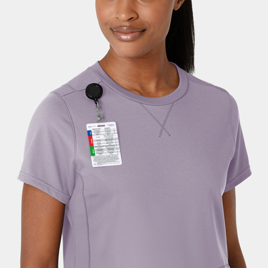 RENEW Knit Women's Flex-n-Reach Crew Neck Scrub Top Wisteria front detail