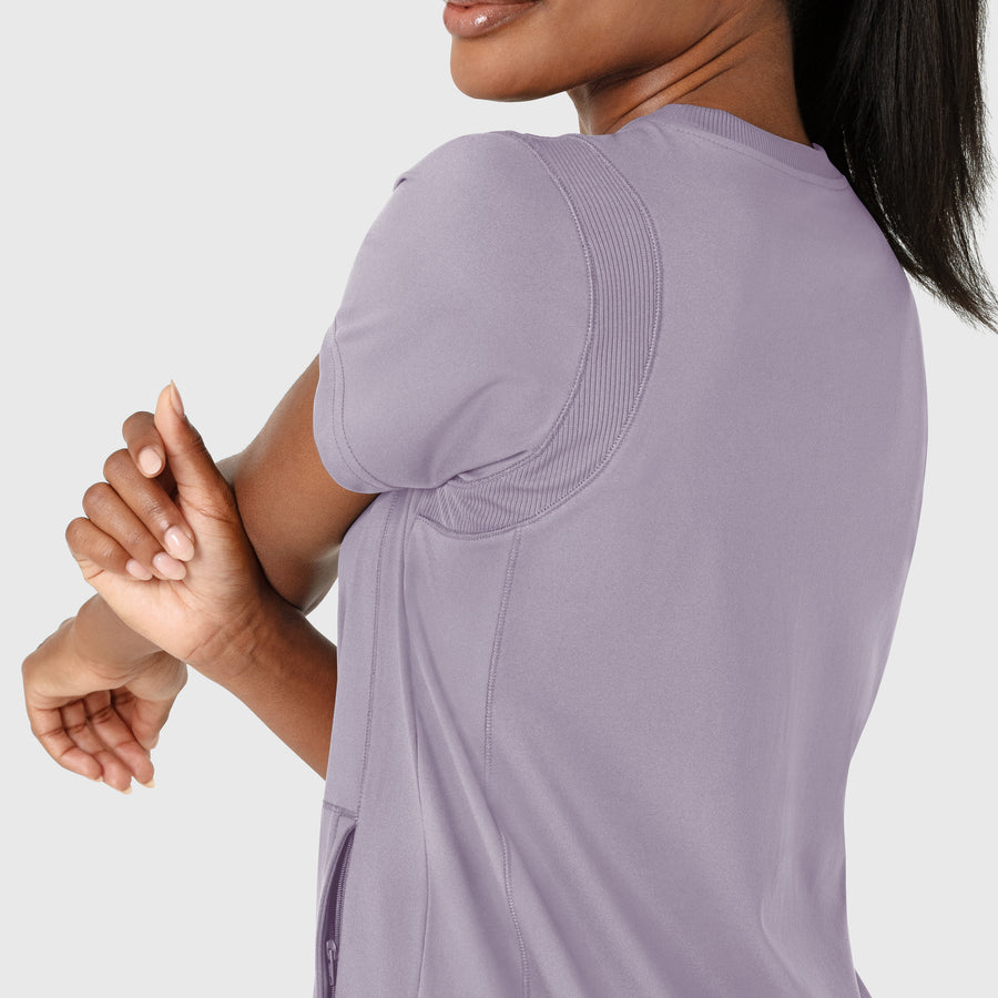 RENEW Knit Women's Flex-n-Reach Crew Neck Scrub Top Wisteria side detail 2