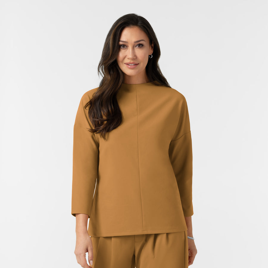 BLK Edit Women's Mock Neck 3/4 Sleeve Scrub Blouse - Auburn - spa uniform
