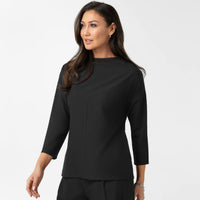 BLK Women's 3/4 Sleeve Tuck-in Scrub Top Black side view