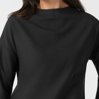BLK Women's 3/4 Sleeve Tuck-in Scrub Top Black front detail