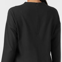 BLK Women's 3/4 Sleeve Tuck-in Scrub Top Black side detail 1