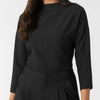 BLK Women's 3/4 Sleeve Tuck-in Scrub Top Black side detail 2