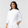 BLK Edit Women's Mock Neck 3/4 Sleeve Scrub Blouse - White - Med spa scrubs