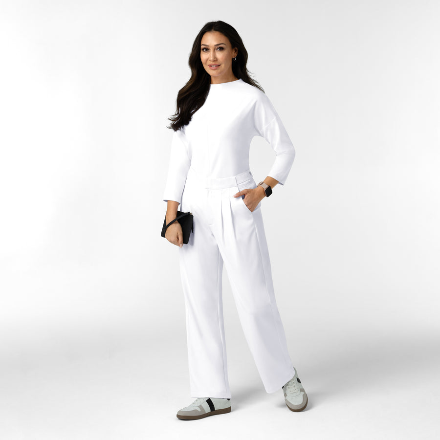 BLK Women's 3/4 Sleeve Tuck-in Scrub Top White med spa scrub set