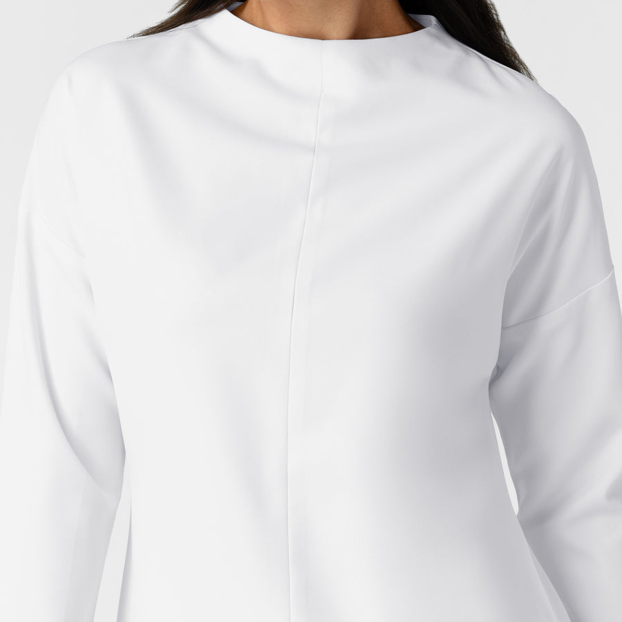 BLK Women's 3/4 Sleeve Tuck-in Scrub Top White front detail