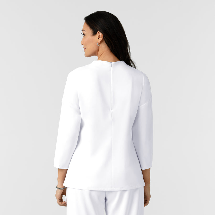 BLK Women's 3/4 Sleeve Tuck-in Scrub Top White back view