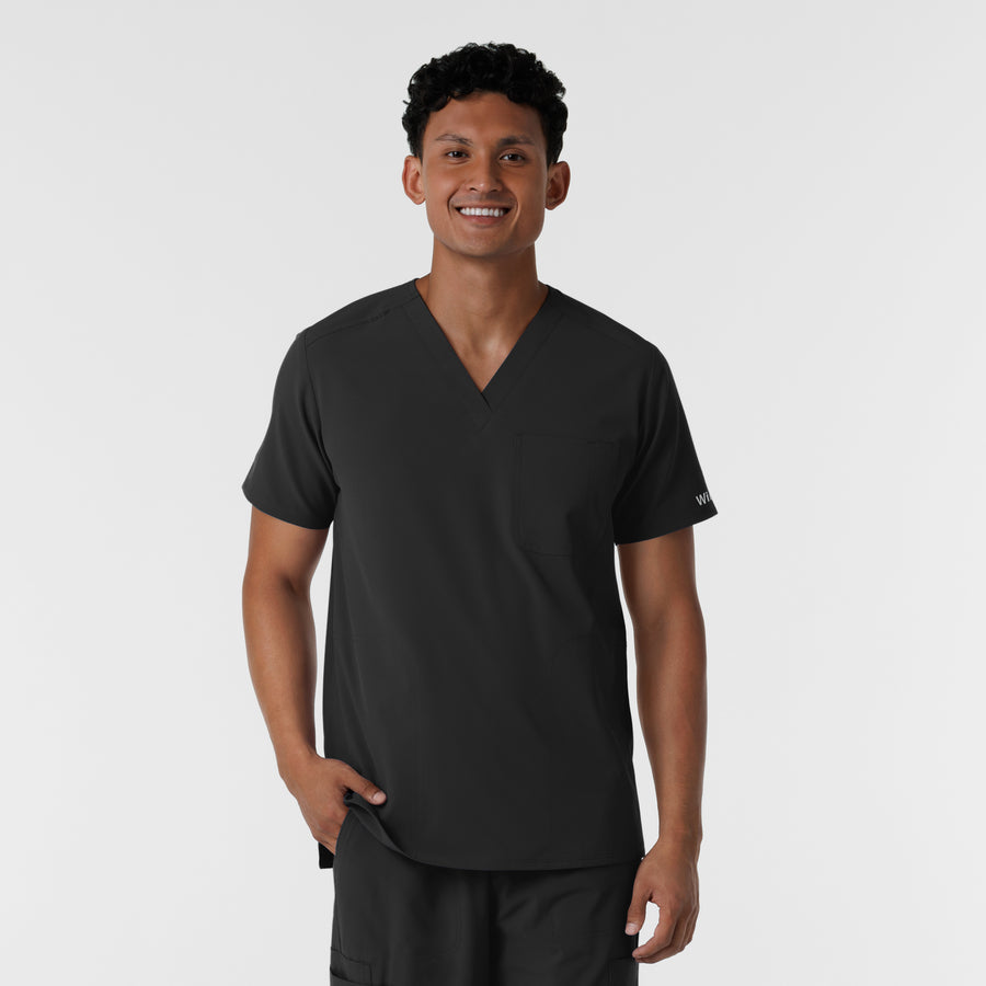 NURTUR Men's V-Neck Scrub Top Black