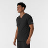NURTUR Men's V-Neck Scrub Top Black side view