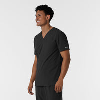 NURTUR Men's V-Neck Scrub Top Black side view