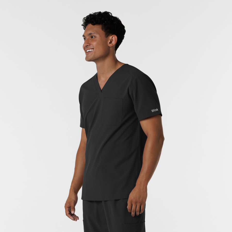 NURTUR Men's V-Neck Scrub Top Black side view