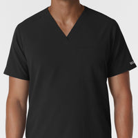 NURTUR Men's V-Neck Scrub Top Black front detail